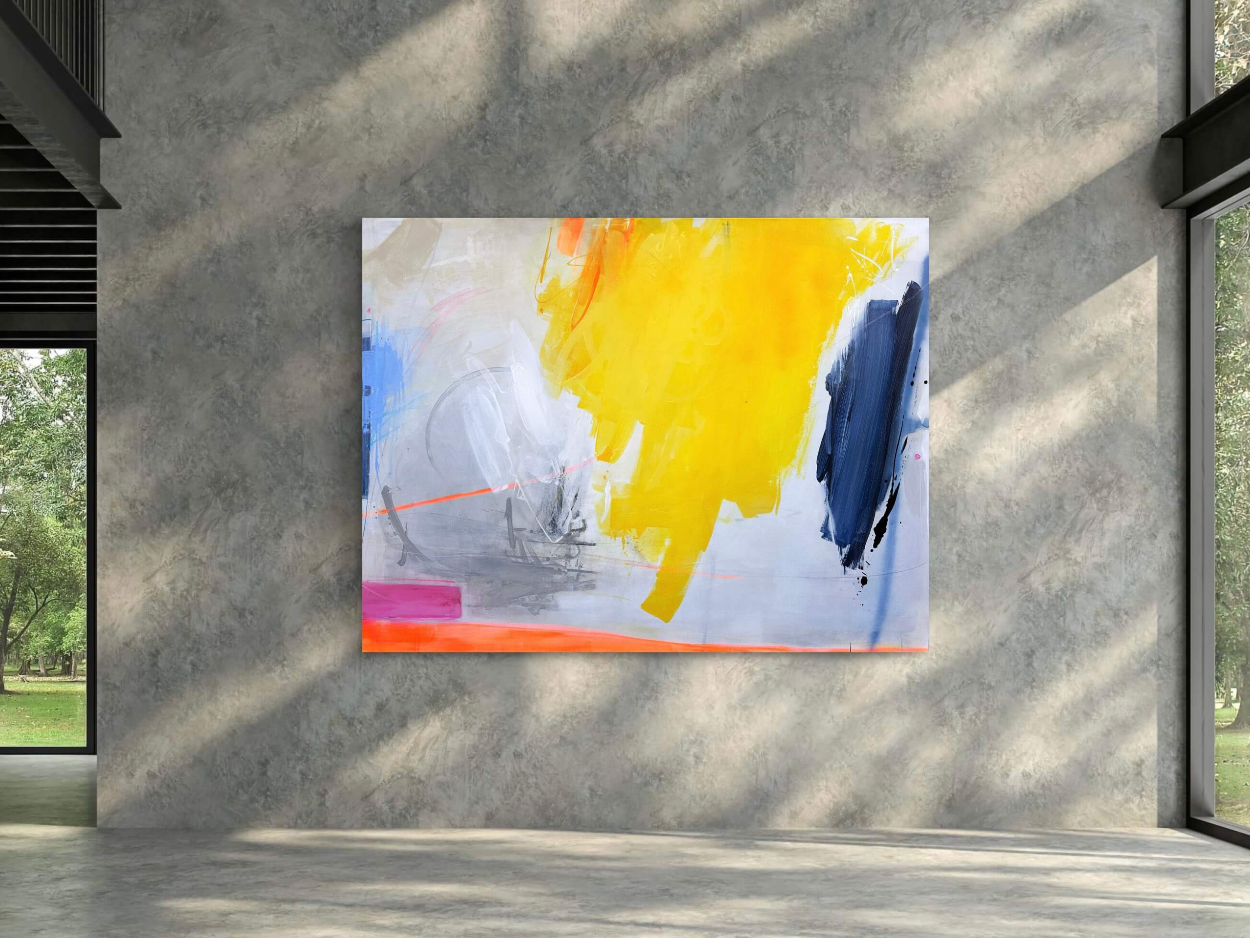 Abstraktes Gemälde „Coming Home“ von Künstlerin Susanne Herbold, Vorlage für das Projekt „Coming Home – Art in Motion“ und Grundlage des Radsport-Designs