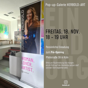 Persönliche Einladung Pre-opening Pop-Up Galerie & Atelier Susanne Herbold am 18.11.2022